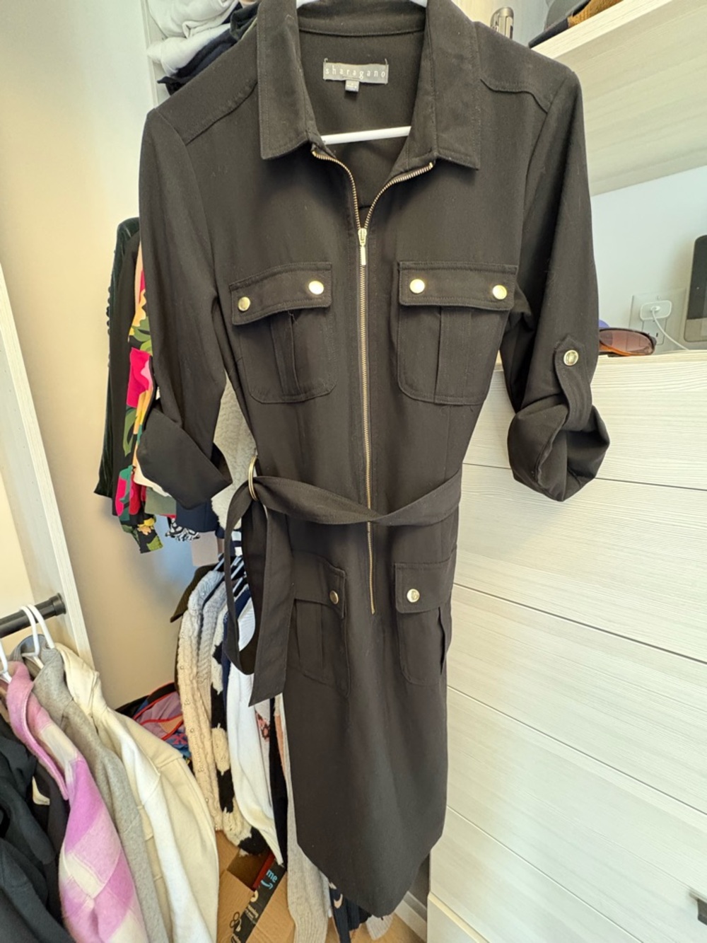 Sharagano Black Zip-Front Jacket